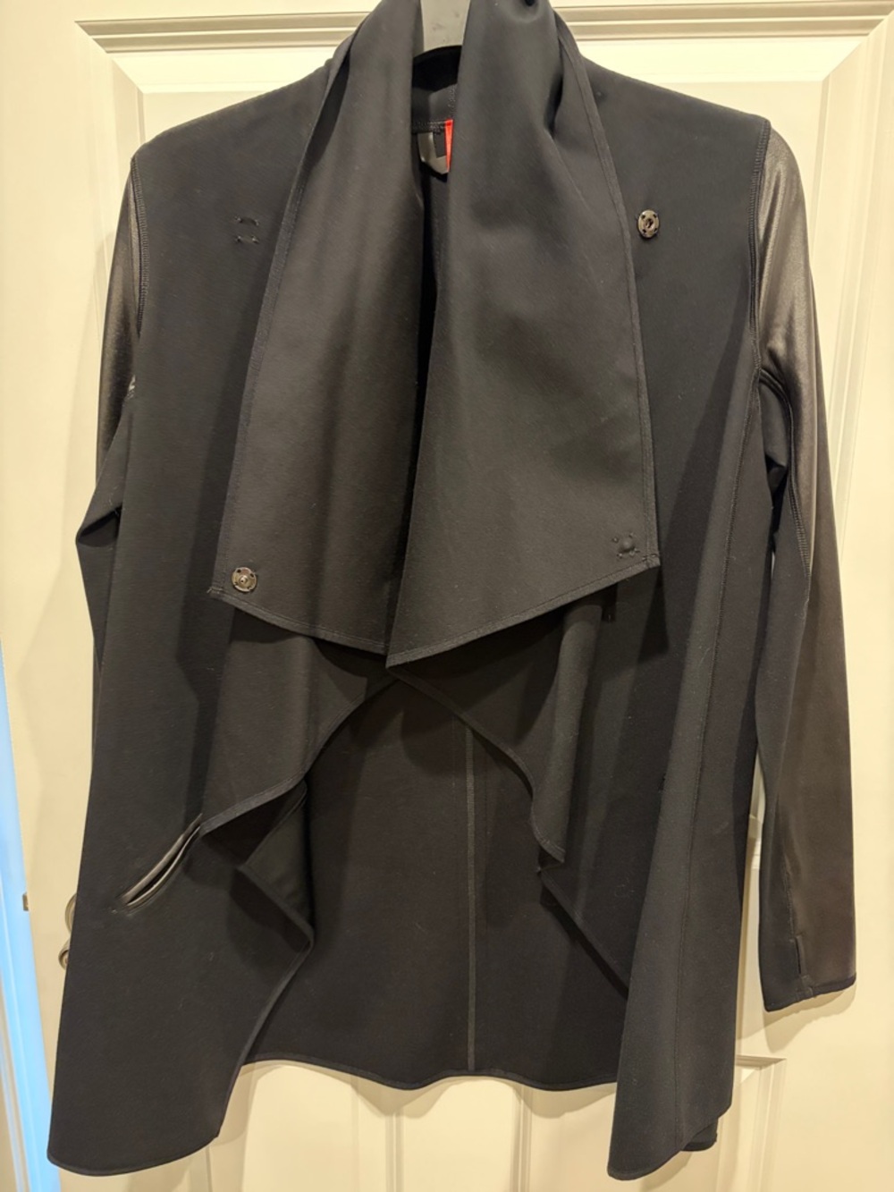 SPANX Black Draped Open-Front Trench Coat